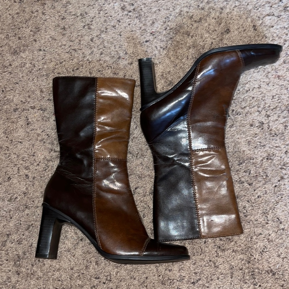 Cute vintage brown patchwork boots